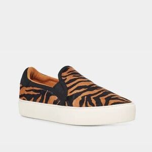 UGG Cahlvan Calf Hair Tiger Print Slip On Sneakers Brand New